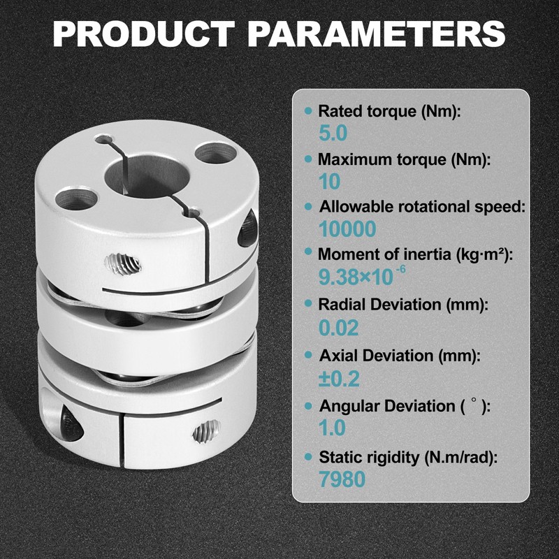 Flexible Shaft Coupling, D32 L40 Aluminum Flexible Diaphragm Motor Shaft