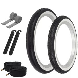 PRO+ SCHWINN STYLE WHITEWALL BRICK 16 X 1.75 S2 W/ 20 X 2.125 S2 SLICK TIRE 8PC SET