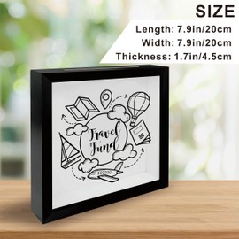 7.8 x 7.8 Inch Wooden Shadow Box Frame with Shelves Slot - Travel Fund - Money Savings Bank Ticket Saving Box Keepsake Memory Box Piggy Banks, Keepsake Gift, Home & Office Decor - A05