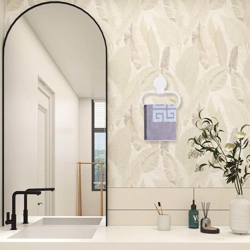 Towel Holder Ring White Towel Plastic Hanger No Dilling Hand