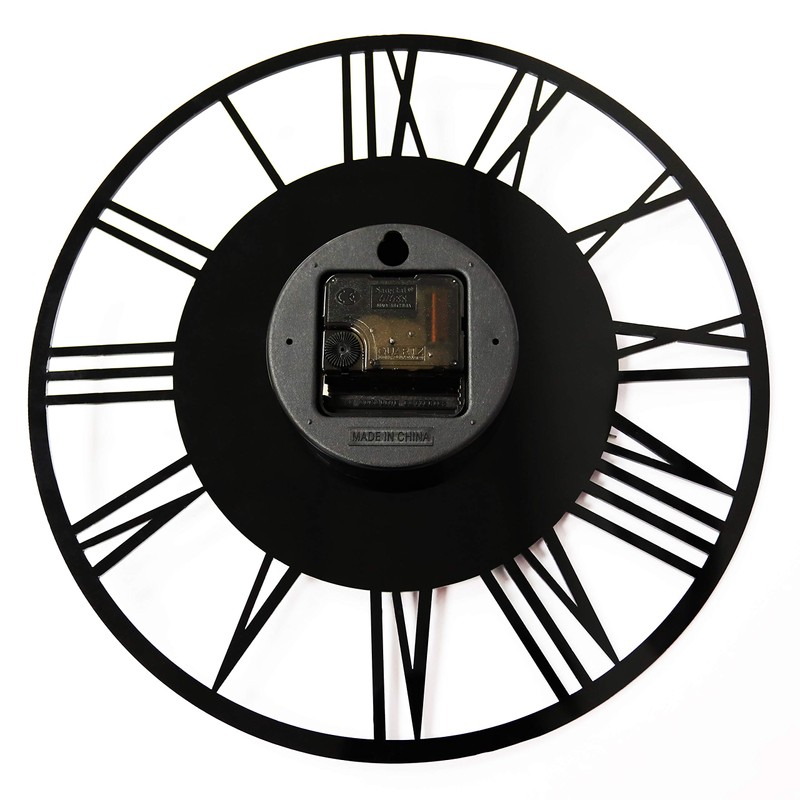 WALPLUS 30cm(11.8") Diameter Acrylic Gloss Roman Wall Clock Black Home