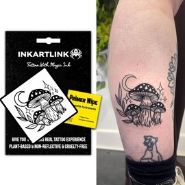 INKARTLINK Semi Permanent Tattoo, temporary tattoo, men's tattoo, party tattoo, exquisite and realistic design, fun tattoo experience, cruelty-free, non-reflective, waterproof (Mushroom)