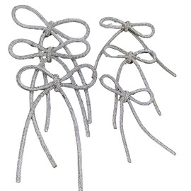 6pcs Rhinestone Brooch Accessories Oversize Rhinestone bow glass rope bow brooch glitter tupe Trim Rope Cord Crafts,clothes, bag Accessories (2 size mix)