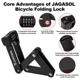 JAGASOL Heavy Duty Anti-Theft Folding Bike Lock, Combination Fold Chain Lock for Bicycle Scooter Motorcycle, 0.8 Inches Wide 0.3 Inches Thick Alloy Steel, Anti-Pinch, Anti-Crush, Anti-Saw, 85 cm