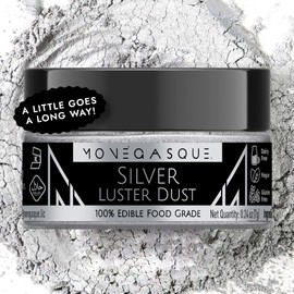 MONÉGASQUE Silver Luster Dust Edible Glitter for Cocktails 7g– Premium Silver Edible Glitter – Vegan Silver Food Coloring – Silver Edible Luster Dust – Silver Edible Dust – Edible Silver Luster Dust