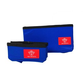 One for Pets Portable 2-in-1 Double Pet Kennel/Shelter, Fabric, Black/Royal Blue 20"x20"x39" - Car Seat-Belt Fixture Included (Collapsible Bowls)