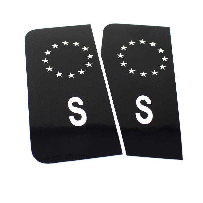 2 x Number Plate EU Field Sticker Film, Black, Car,