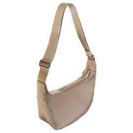 CBEE Crescent Bag, Crossbody Bag for Women, Men, Book Bag, Compact Diaper Bag, Large Capacity All Weather Resistant Crossbody Bag with Heavy Duty Adjustable Strap, Nylon (Khaki)