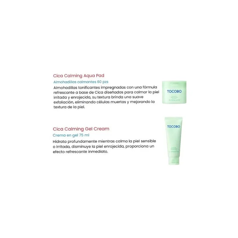 Kit Tocobo 2 Pzs Cica Calming Pads Y Crema +