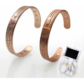 2 Brazaletes Magnéticos De Cobre Puro Para Hombre Y Mujer, Con Diseño Elegante Virgen De Guadalupe, Estilo Terapéutico Sofisticado, Ideal Como Regalo De San Valentín Especial Con Caja De Presentación