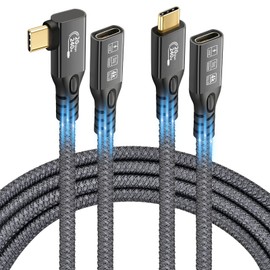 CABLEDECONN 20Gbps/240W/USB C 3.2 Gen2 Male to Female Cable 2Pack(90 Degree 3ft+Straight 3ft), 4K@60Hz Video and Audio Output Cord,48V/5A USB C Male Cable,Suport Thunderbolt 3 for MacBook Pro,Monitor
