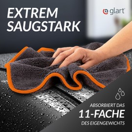 Glart 443TPO Premium Plush 3-Piece Set Auto Microfiber Cloths with 600 GSM, Highly Absorbent and Ultra Soft Lint-Free Car Care Polishing Towels Washing Kit for Cars and Motorcycles 40 x 40 cm Orange