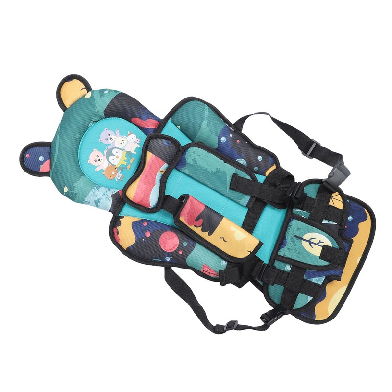 Toddler Car Seat Insert Bear Pattern Heighten Adjustable Fixing Straps