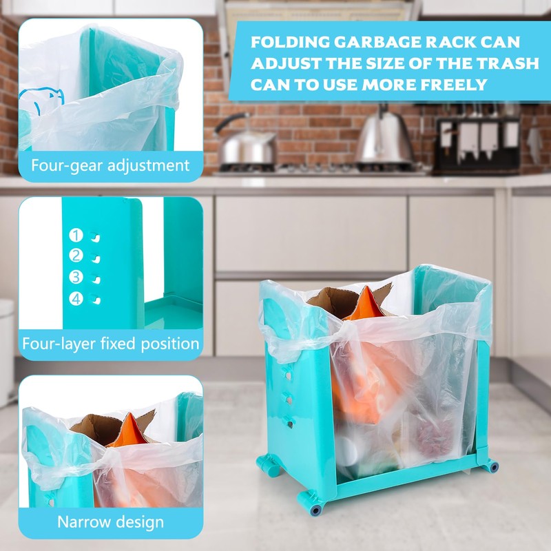 Auktransceler Portable Foldable Multifunctional Garbage Bag Holder, Adjustable Kitchen Trash