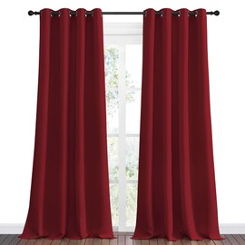 NICETOWN Burgundy Red Blackout Draperies Curtains - Pair of Grommet Top Thermal Insulated Blackout Decorative Curtains for Thanksgiving Day & Christmas Decor(55 inches Wide by 96 inches Long)