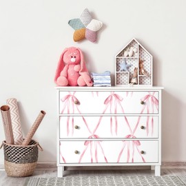 Livelynine Bow Wallpaper Peel and Stick Pink Bows Preppy Coquette Wallpaper Renter Friendly Bedroom Girls Room Wall Cover Self Adhesive Contact Paper for Cabinets and Drawers 17.5x78.8 Cute Aesthetic