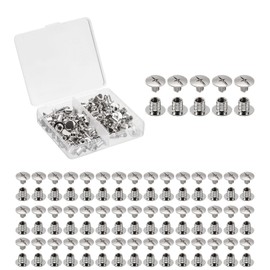 HARFINGTON 50 Sets Chicago Screws Leather Rivets, M5 3/16-Inch Belt Binding Metal Screws for Leathercraft, Bag, Shoes, Purse, Bookbinding, Silver, M5x6mm