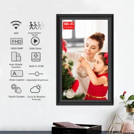 Digital Picture Frame, 32GB 2.4/5Ghz WiFi 15.6 Inch Large Digital Photo Frame, 1920x1080 IPS HD Touchscreen, SD Card/USB, Auto-Rotate, Motion Sensor, Wall Mounted, Easy Share Photos/Videos via App