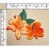 1 Pair Beautiful Orange Hibiscus Embroidered Iron on Sew on
