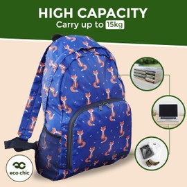 ECO CHIC Lightweight Packable Backpack - Foldable Daypack for Travel, Hiking & Outdoor Adventures - Hiking Lightweight Backpack from Recycled Materials - Waterproof Backpack (Glasses Cats Multiple)