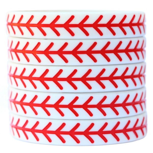 SayitBands 5 Baseball Design Wristband Silicone Bracelet