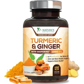 Cápsulas Herbales de Cúrcuma y Jengibre con BioPerine 1950mg x120