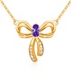 RIVIKO Bow Feb Birthstone Necklace for Women,925 Sterling Silver Gold