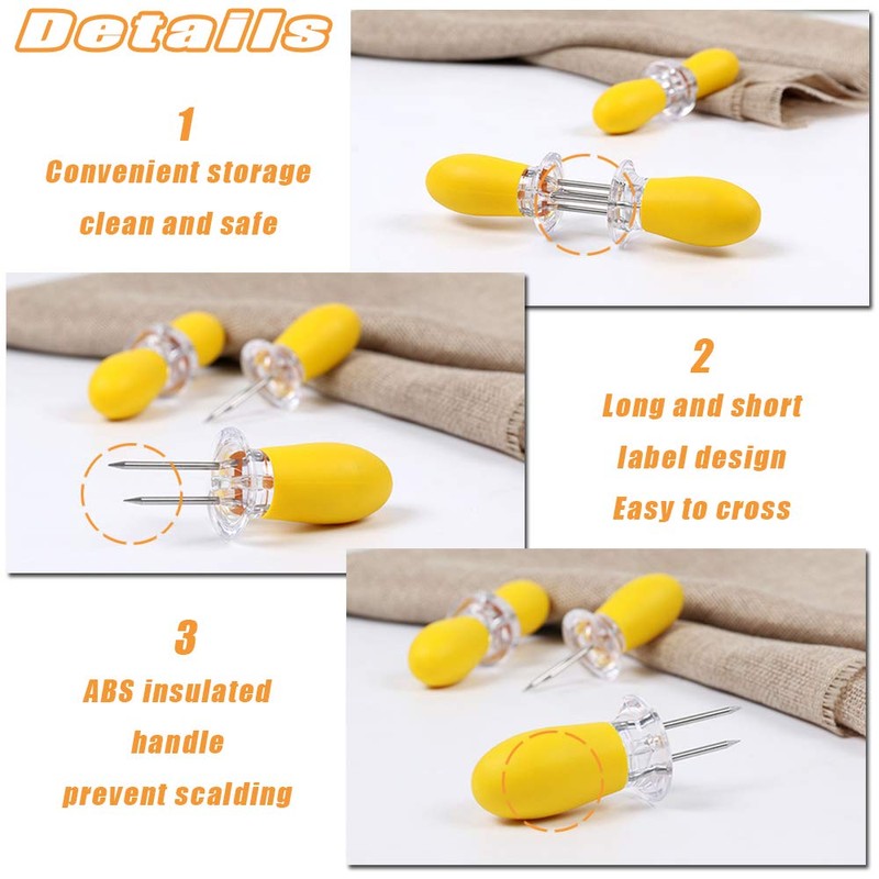Corn Cob Holders Set, Stainless Steel Corn Skewers for Corn