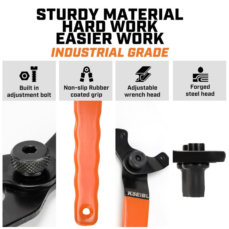 KSEIBI 689048 Universal Adjustable Pin Angle Grinder Wrench for Flange