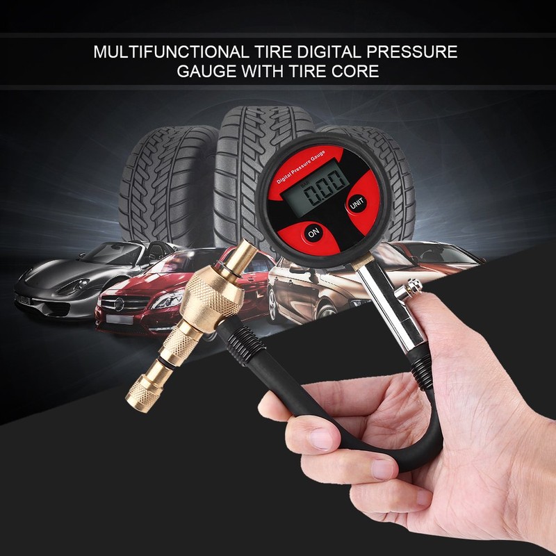 Car Motorcycle Bicycle Truck Tyre LCD Digital Pressure Gauge with