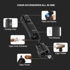 All-in-one Cigar Torch Lighter with Triple Flame, 2 Cigar Holders,