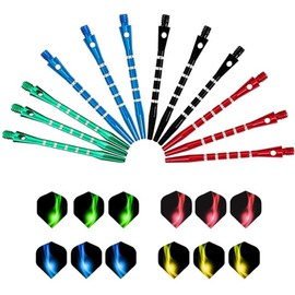 YONGRONGHE 12 Sets Aluminum Dart Shafts Dart Wings Metal Medium Dart Shafts Soft Tip Dart Accessories for Throwing Darts