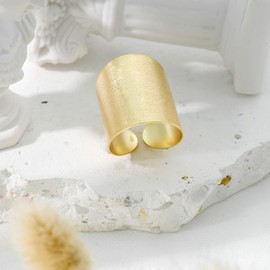 AeraVida Ring for Women – Boho Statement Satin Gold-Plated .925 Sterling Silver Adjustable Cuff Ring | Modern Open Wrap Band | Lightweight Comfort Fit Jewelry