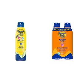 Banana Boat Kids MAX Protect Sunscreen Spray SPF 100 6oz & Sport Ultra Sunscreen Spray Twin Pack SPF 50 6oz each