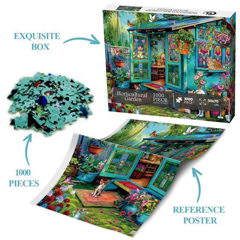 Garden Flower Puzzle 1000 Piece for Adults, Plant Gardening Jigsaw
