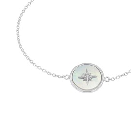 s.Oliver 2036866 Women's Bracelet 925 Sterling Silver with Synthetic Zirconia Mother of Pearl 17 + 3 cm White Star Comes in Jewellery Gift Box, Sterling Silver, Synthetic zirconia.