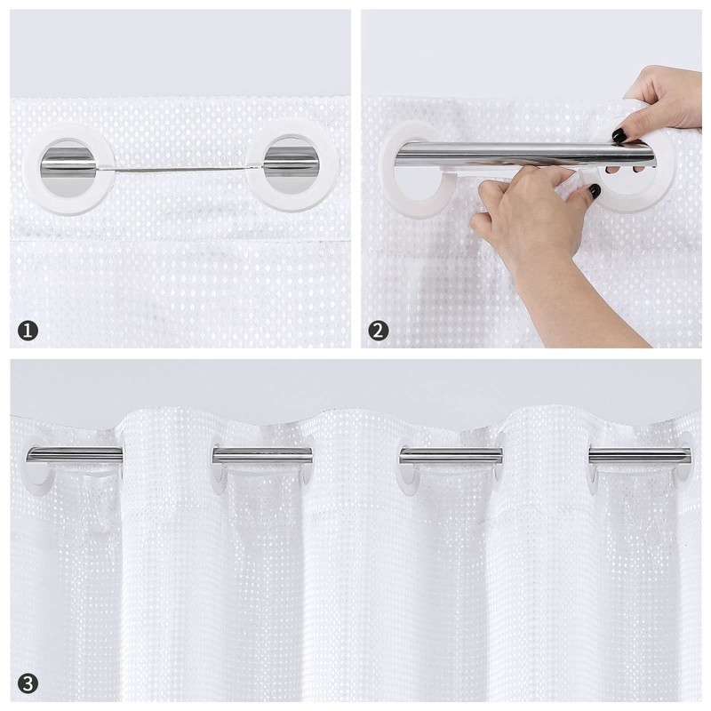 MitoVilla No Hooks Required Extra Long Shower Curtain Set with