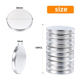 Wukong Neodymium Magnets Large Extra Strong Pack of 10 30 x 4 mm Round Magnets Super Strong for Home, Kitchen, Office, Tools, DIY