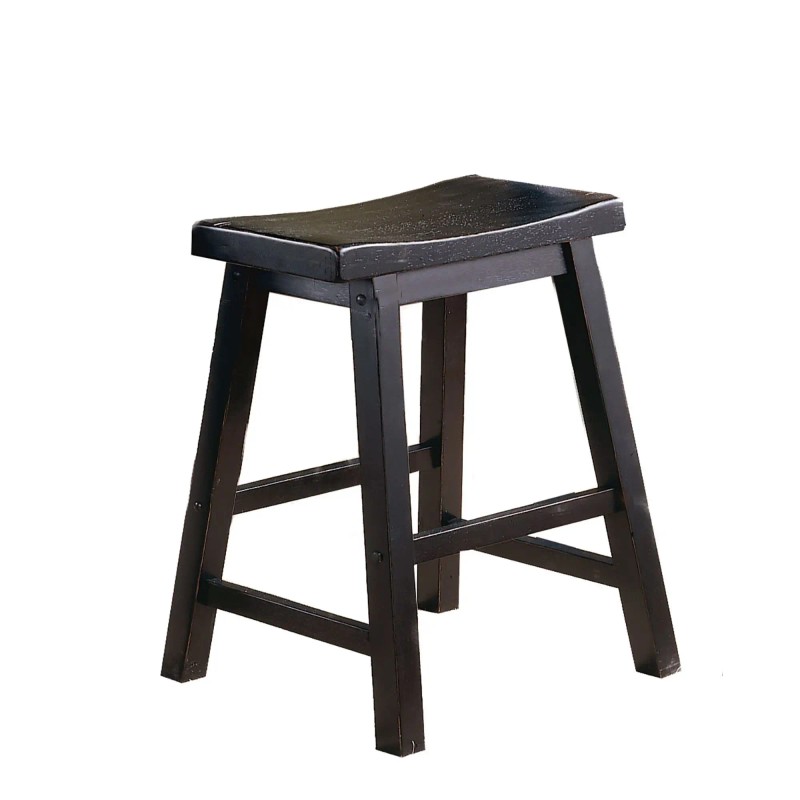 Set Of 2pc 18 Inch Height Saddle Seat Stools Black