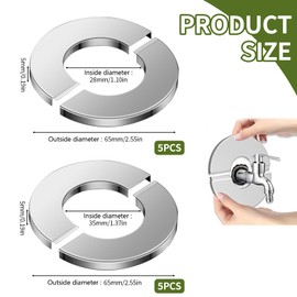 Shower Pipe Cover, 10 PCS Wall Split Pipe Holes Covers Tap Collar Round Flange Escutcheon Plate (Silver, 28 mm/ 35 mm)