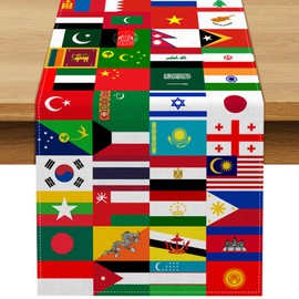 Buxiuer Asian American and Pacific Islander Heritage Month Table Runner AAPI Country Flags Decorations Dining Room Home Kitchen Table Decor (13" x 108")
