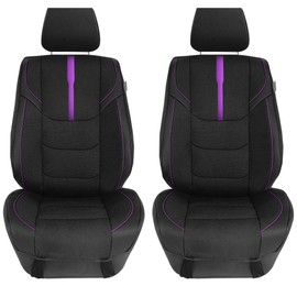 FH Group Front Set Oxford Car Seat Covers for Low Back Car Seats with Removable Headrest, Universal Fit, Airbag Compatible Seat Cover for SUV, Sedan Purple