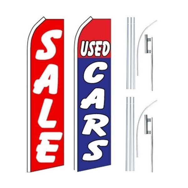 Car Auto Dealer Swooper Flutter Feather Flags & Poles 2 Pack-SALE-Used Cars