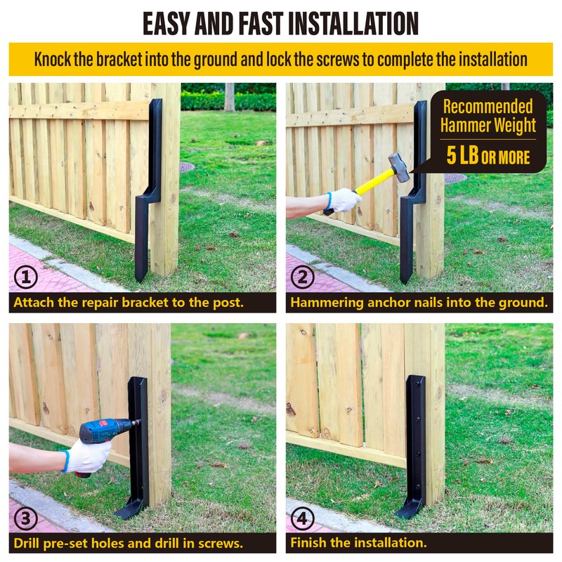 Epcee Heavy Duty Steel Fence Post Repair Stakes, Fence Post