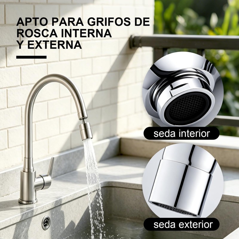 Regadera para Fregadero de Cocina, 2 Modos Extensor de Grifo