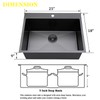 SHACO 25x18 Inch Black Drop In Kitchen Sink, 25 Inch