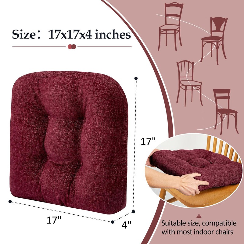 downluxe Chair Cushions for Dining Chairs 2 Pack, Tufted Indoor
