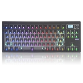 Cmokifuly GMK87 TKL Mechanical Keyboard Kit Tri-Mode for 3/5pin Switches,85 Keys+Rotary Knob+TFT-LCD Screen Hotswap PCB Gasket Mounted,VIA Programmable DIY Keyboard Kit (Black)