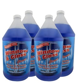 Quality Chemical Window & Glass Cleaner - Fortified without Ammonia for Sparkling, Tinted Window, and Dust Resistant Glass Surfaces - Pleasant Fragrance - Amonnia Free 128 oz (Pack of 4)