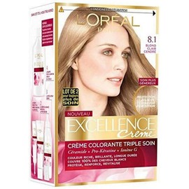 L'Oréal Paris - Excellence Crème - Permanent Hair Colour Triple Care 100% Coverage for White Hair - Shade 8.10 Light Blonde Ash Blonde